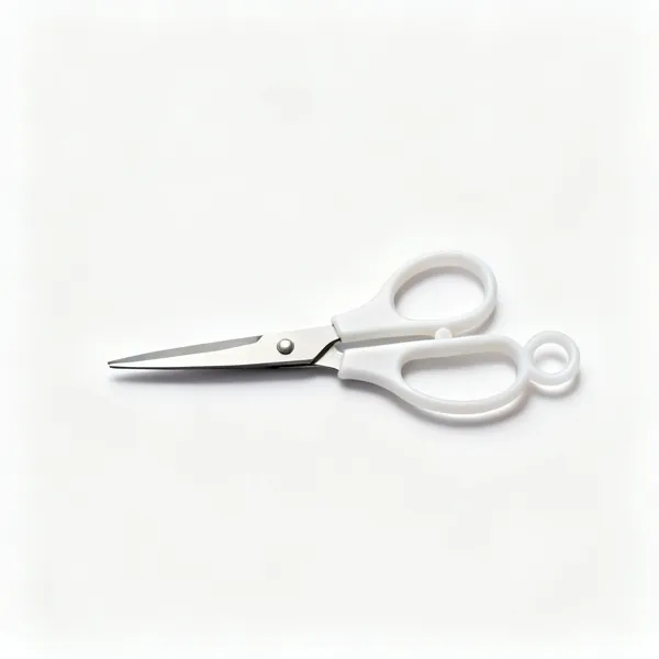 Loop scissors: A pair of loop handled scissors with one continuous sprung plastic loop instead of finger holes