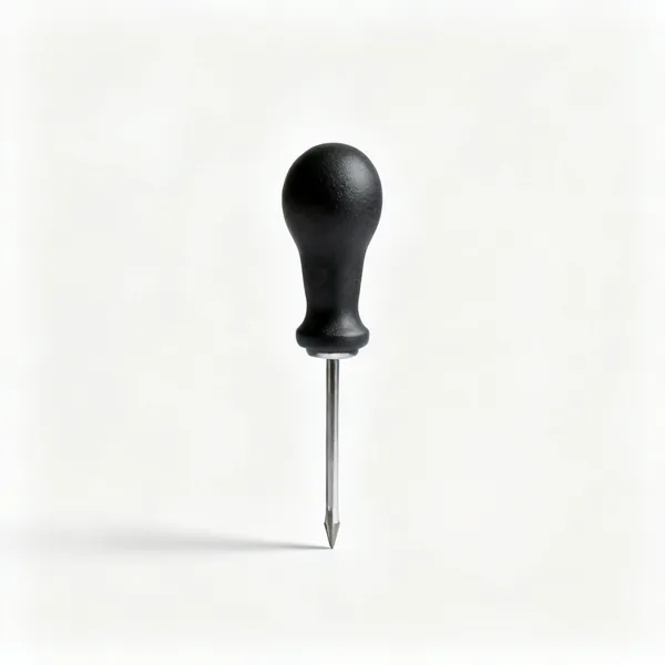 A stubby palm grip screwdriver with a wide domed rubber top and very short shaft