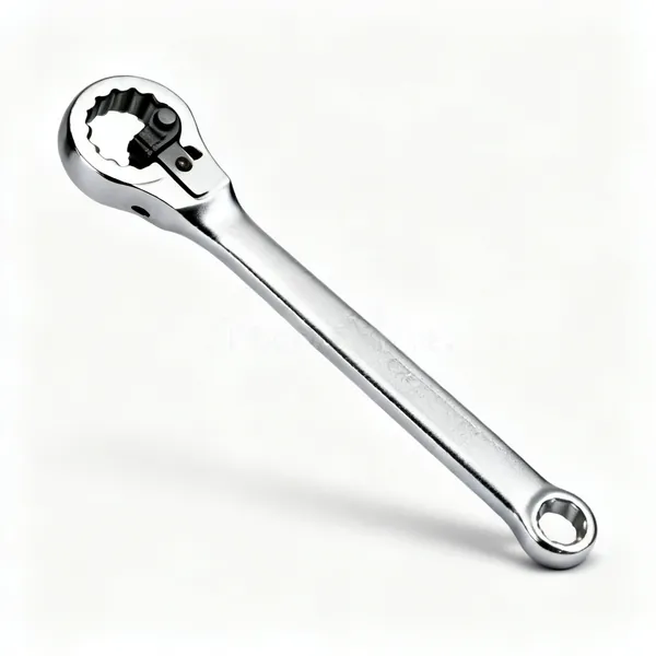 Ratchet ring spanner: A chrome ratcheting ring spanner with a ratchet mechanism in the ring head