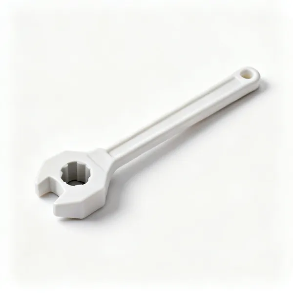 A plastic tap turner lever with a shaped socket end and a long moulded handle