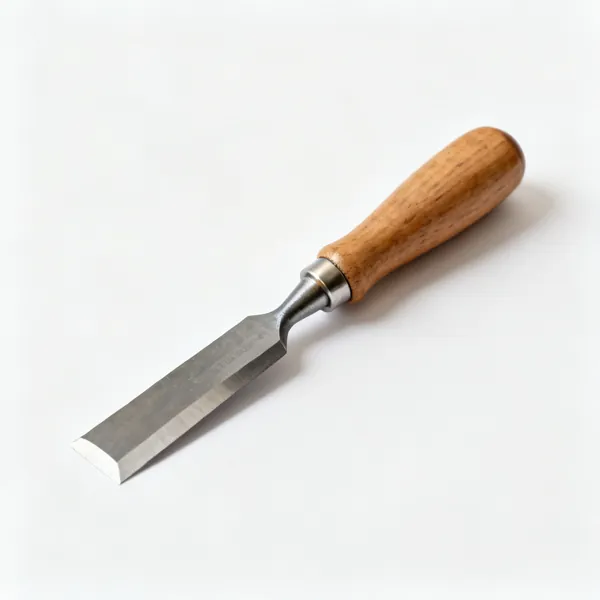 Bevel edge chisel: A bevel edge wood chisel with a wooden handle and a bevelled blade