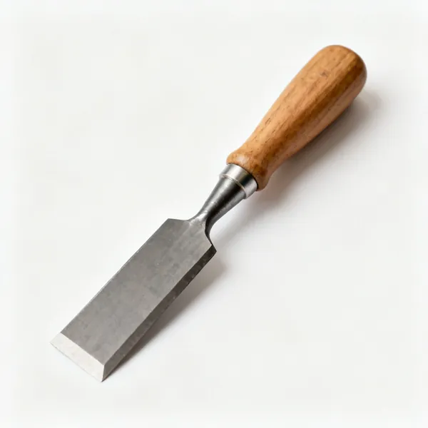 Firmer chisel: A firmer wood chisel with a thick square sided blade and a wooden handle