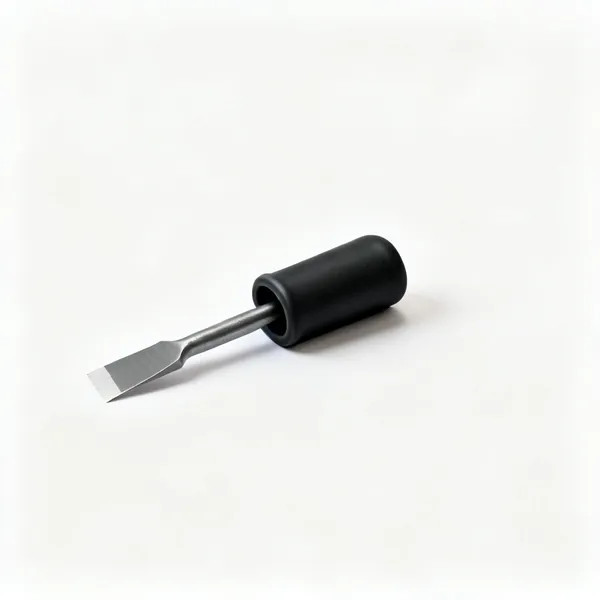 A black rubber chisel hand guard collar on a chisel shaft