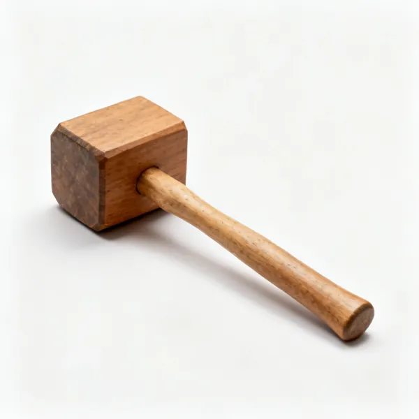 Wooden mallet: A square headed wooden joiner's mallet with a tapered handle