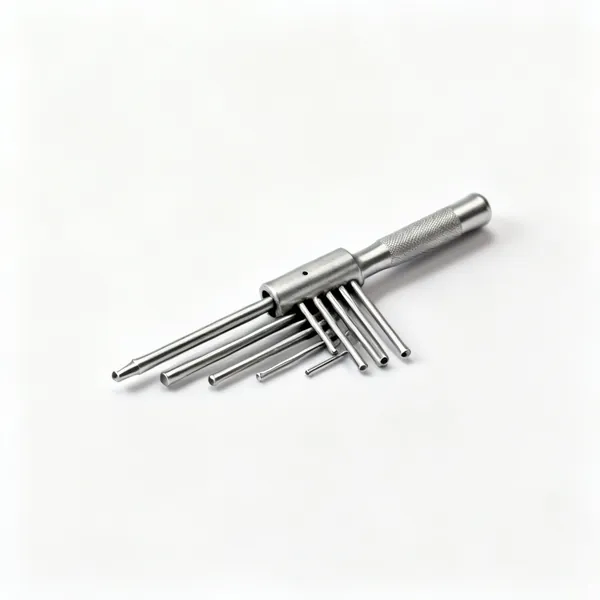 A set of steel pin punches of graduated diameters