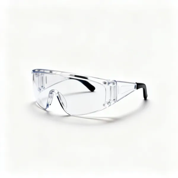 A pair of clear wraparound safety glasses with side coverage