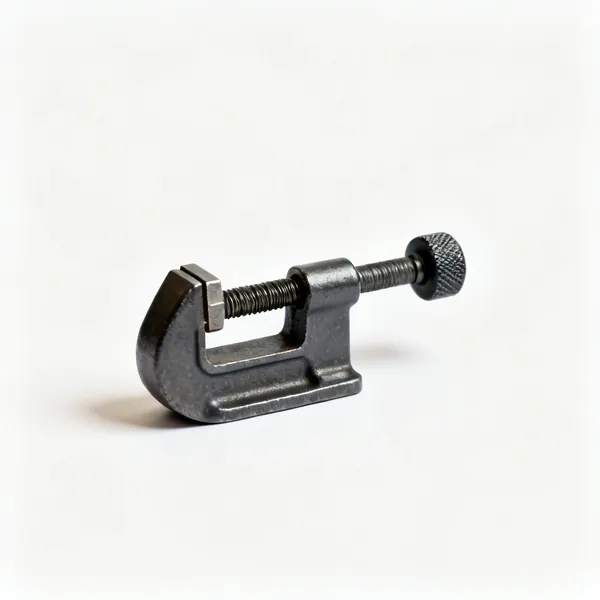 A small hand vice with a screw clamp and a knurled handle