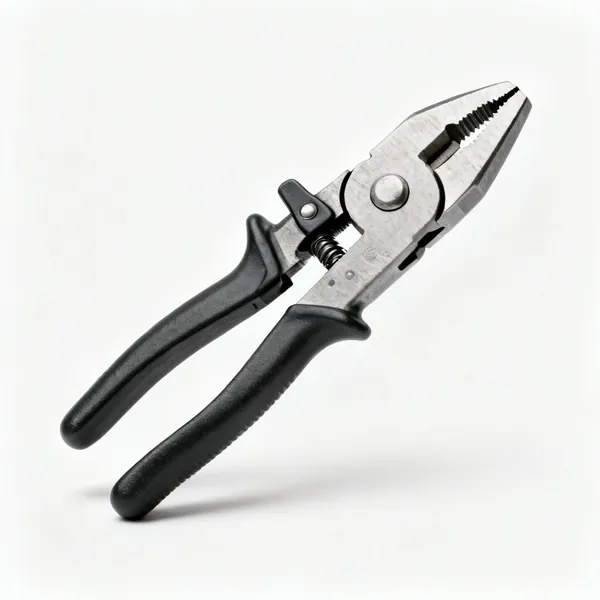 A pair of locking pliers with an adjustment screw and a release lever