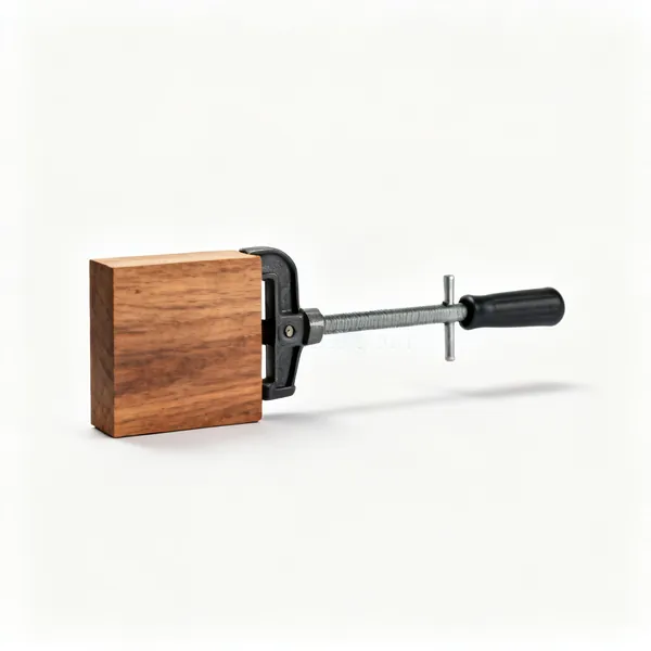 Parallel clamp: A parallel jaw bar clamp with large square wooden faced jaws