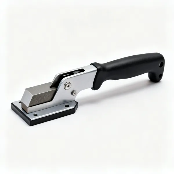 Shear sharpener: A handheld shear sharpening tool with a guide and a carbide sharpening insert