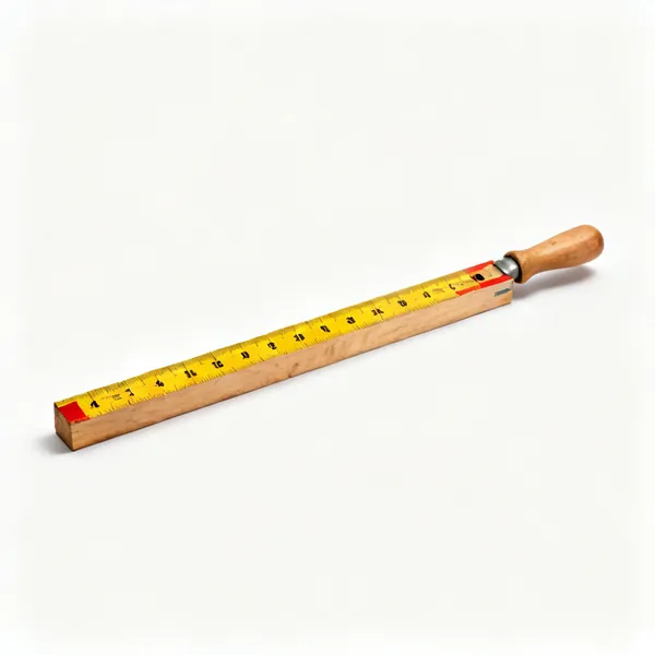 Depth rod: A wooden depth measuring rod, a straight timber batten with painted depth markings