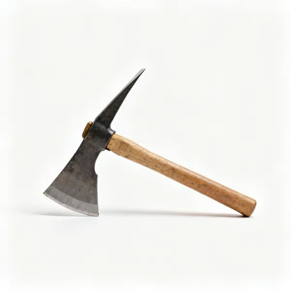 A cutter mattock with a broad adze blade on one side and a vertical axe blade on the other