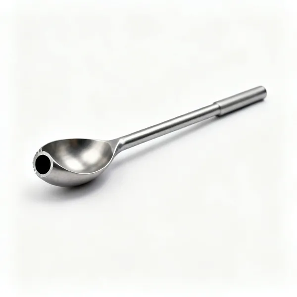 A spoon bit with a hollow rounded half tube cutting end and long straight shank