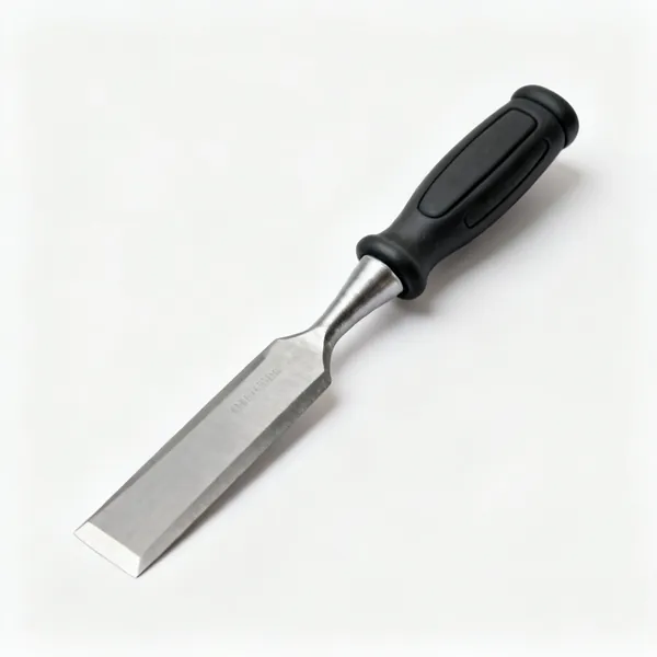 Bolster chisel: A wide bolster masonry chisel with a broad flat blade and a rubber hand guard