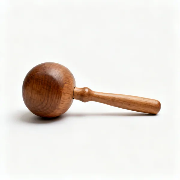 A round headed wooden carver's mallet with a turned handle