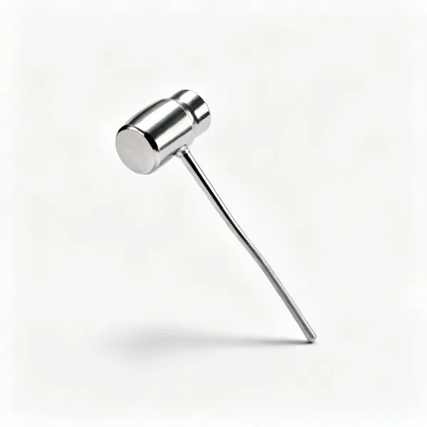 A small chasing hammer with a polished round face and a thin flexible handle