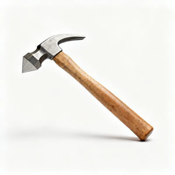 Cross pein hammer: A cross pein joiner's hammer with a wedge shaped pein and a wooden handle