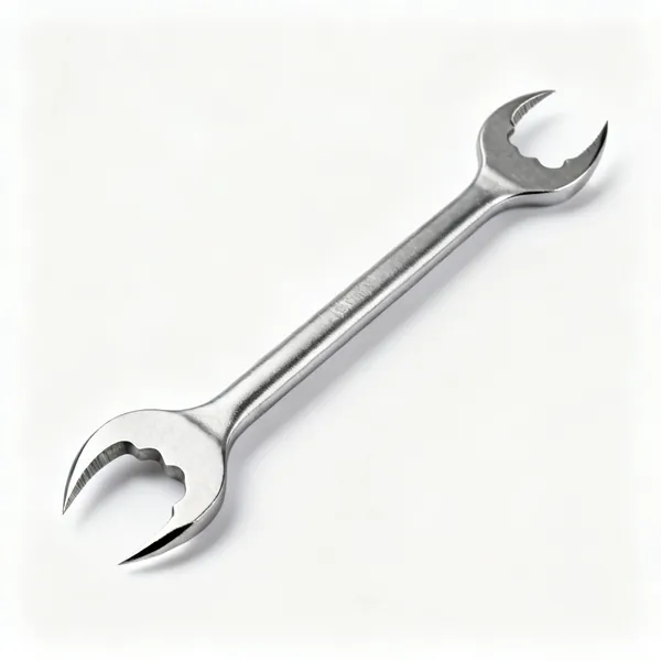 A steel cat's paw nail puller with a sharpened curved claw at each end
