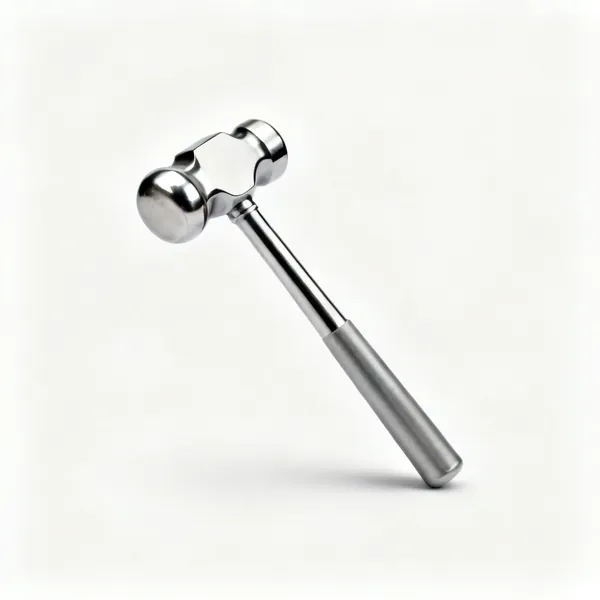 A planishing hammer with a domed polished face and a slim handle