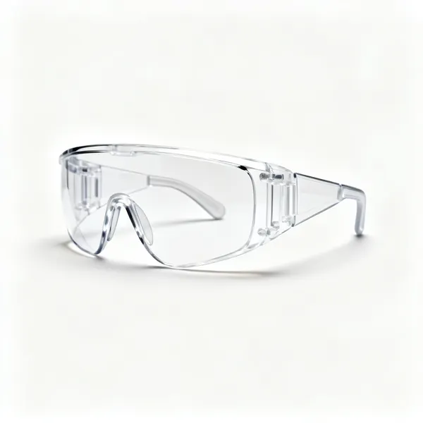A pair of clear wraparound safety glasses with side coverage