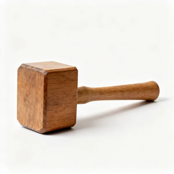 Wooden mallet: A square headed wooden joiner's mallet with a tapered handle