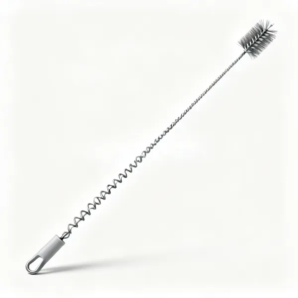 Condensate drain brush: A long flexible condensate drain cleaning brush with a coiled wire shaft and bristle tip