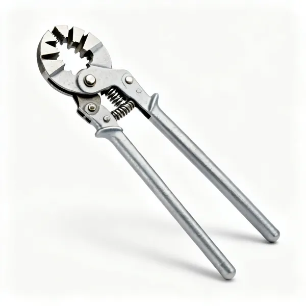 A five blade duct crimper tool with sprung jaws and two long handles