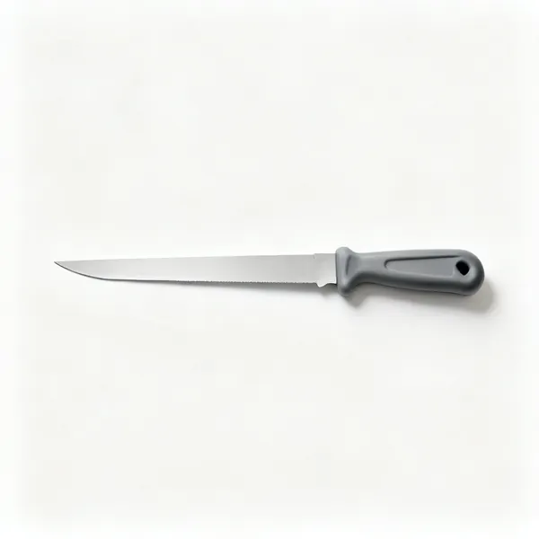 A long bladed insulation knife with a straight narrow blade and a moulded handle