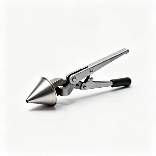 An eccentric flaring tool with a split clamping bar, yoke and conical forming cone