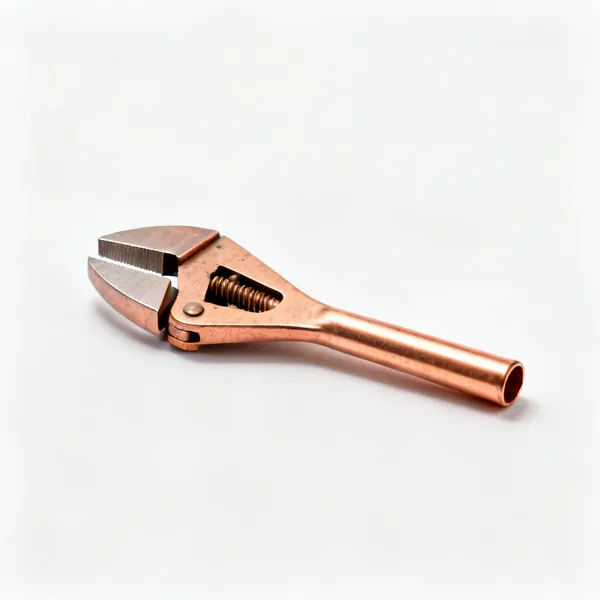 A copper tube pinch off tool with two flat clamping bars and a threaded screw