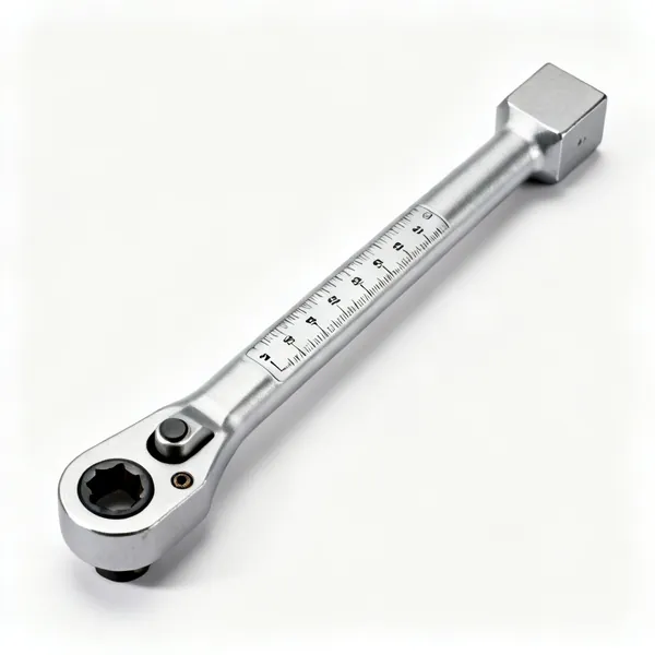 A click type torque wrench with a calibrated handle scale and a square drive head