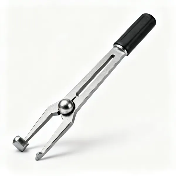 A forked ball joint separator tool, a steel two pronged wedge with a struck end