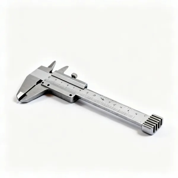 Brake wear gauge: A small steel brake pad and disc wear gauge with a sliding scale and stepped measuring end