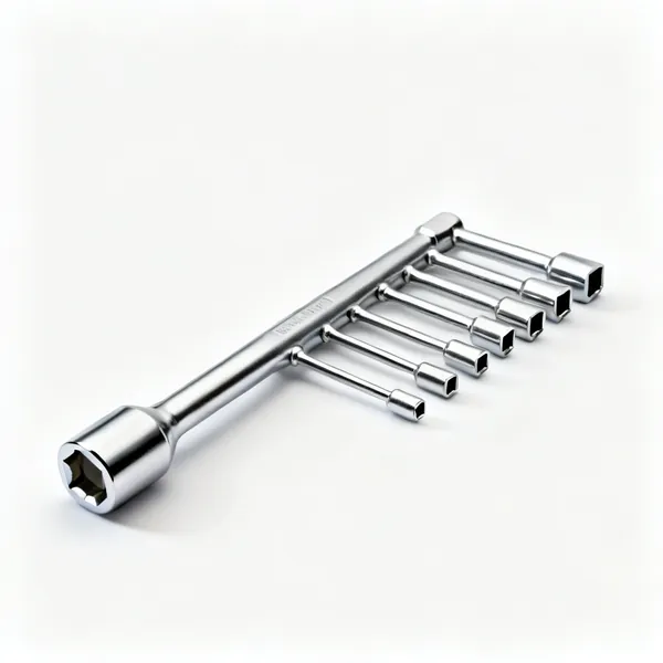 A set of chrome socket extension bars of different lengths with square drive ends