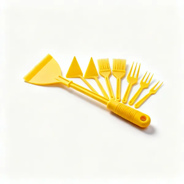 Trim removal set: A set of yellow nylon trim removal tools in assorted wedge and fork shapes