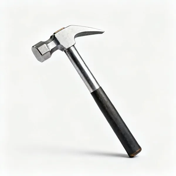 A cross pein hammer with a steel head, one flat face and one wedge shaped pein across the handle
