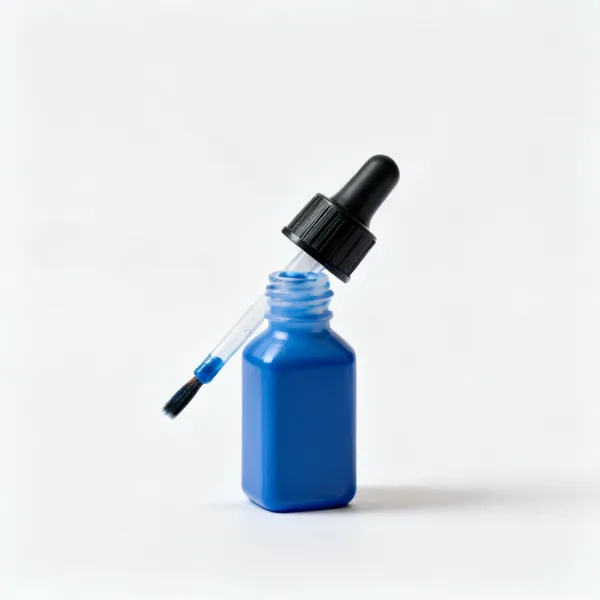 Layout blue: A small bottle of blue layout marking dye with a brush applicator cap