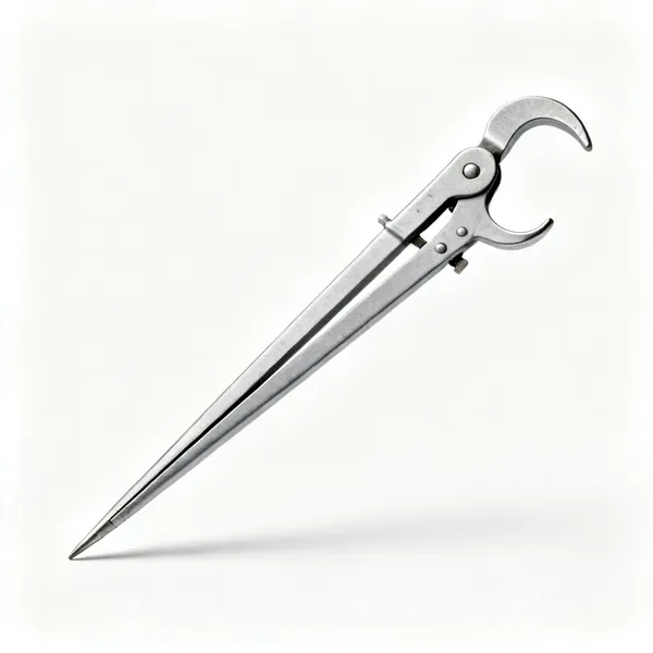 Odd leg calipers: A pair of odd leg jenny calipers with one straight pointed leg and one bent hooked leg