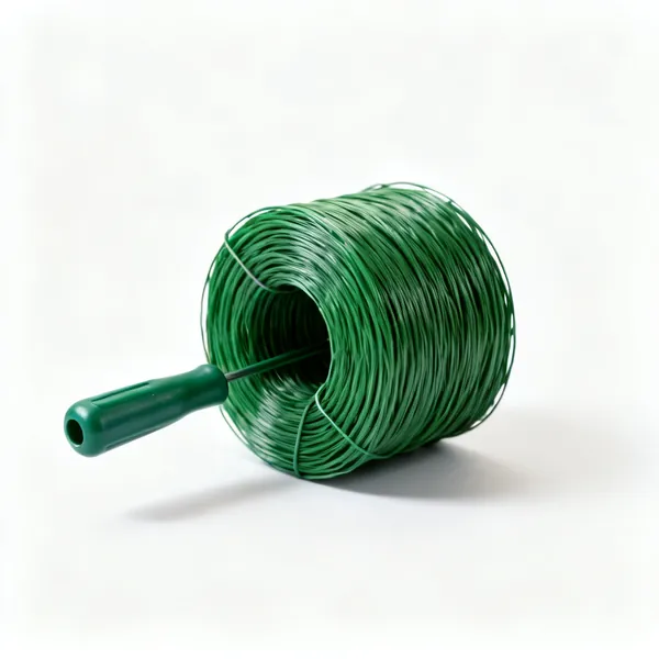 Plant ties: A roll of green soft plant tie wire partly unwound