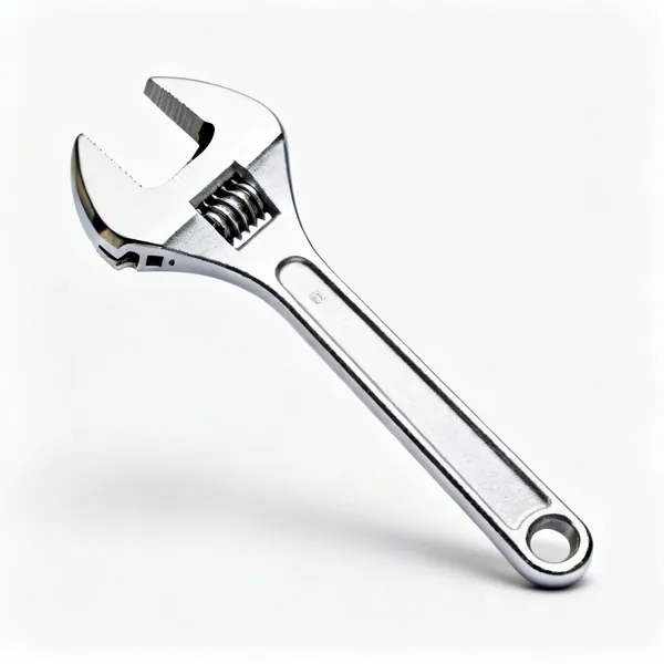 An adjustable spanner with a knurled worm adjusting screw and a chrome body