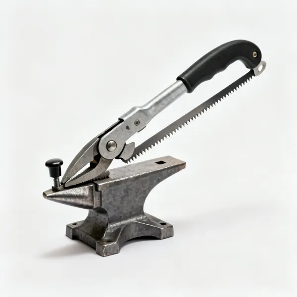 A saw set tool, plier like with an anvil and plunger for bending saw teeth