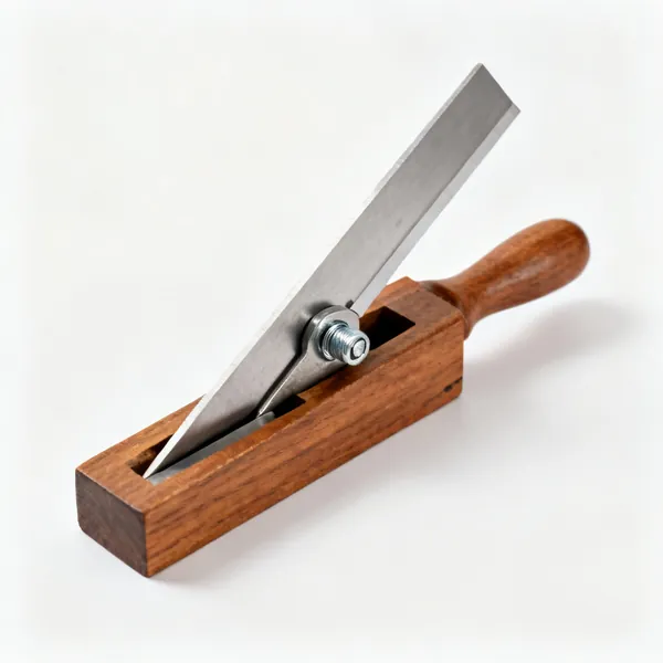 A sliding bevel gauge with a wooden stock and a pivoting steel blade with a locking screw