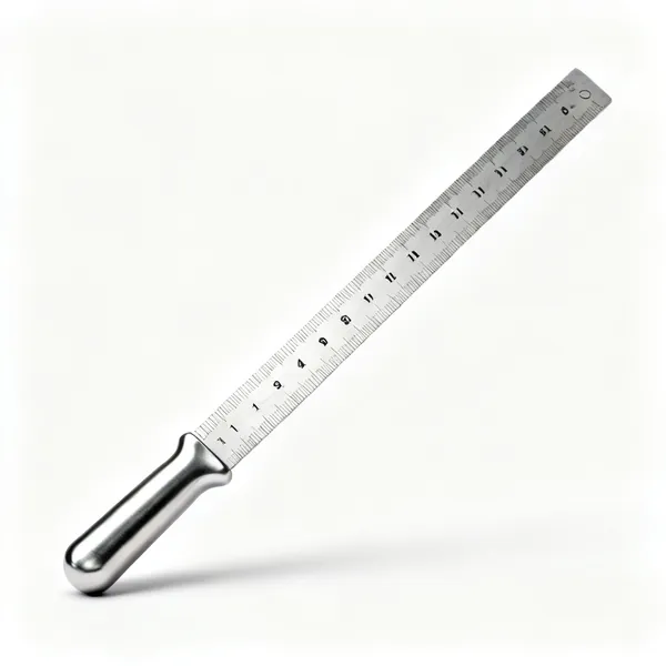 Steel rule: A stainless steel engineers rule with etched millimetre graduations on both edges