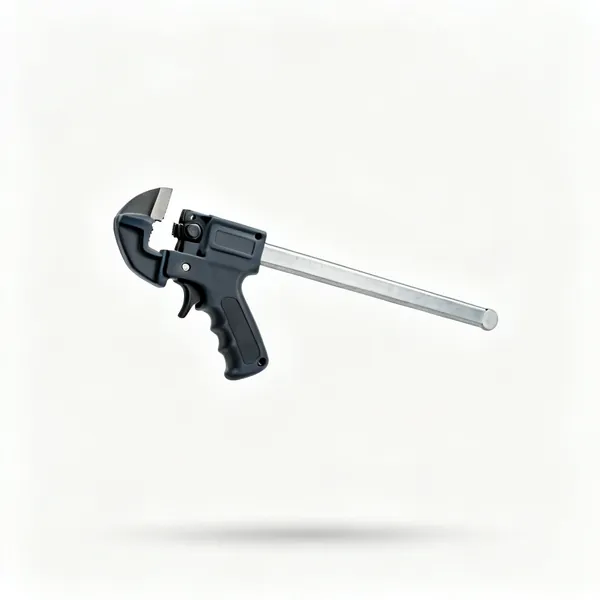 Trigger clamps: A one handed trigger bar clamp with a pistol grip trigger, steel bar and plastic jaws
