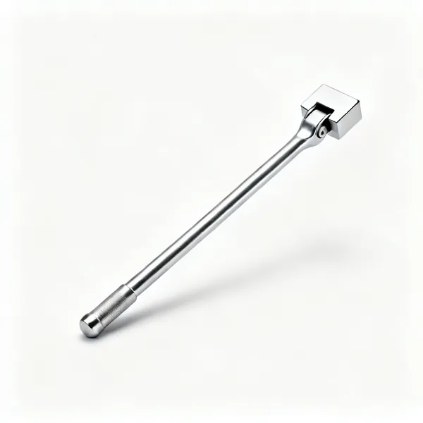 A long chrome breaker bar with a hinged square drive head