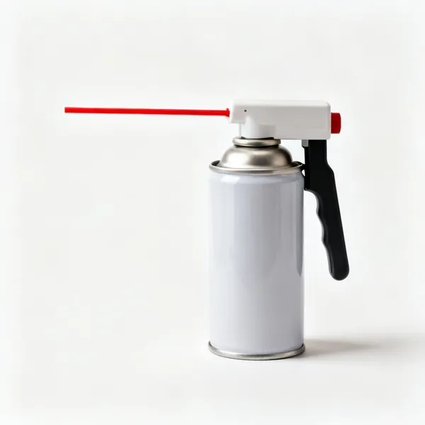 An aerosol can of penetrating oil with a red nozzle straw