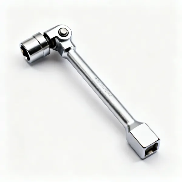 A chrome socket universal joint with a pivoting knuckle and square drives