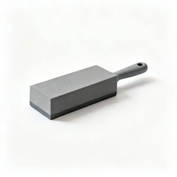 Abrasive block: A rectangular grey silicon carbide abrasive rubbing block