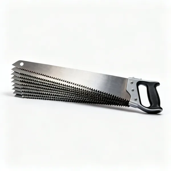 Bimetal blades: A stack of bimetal hacksaw blades showing the two tone steel and fine teeth