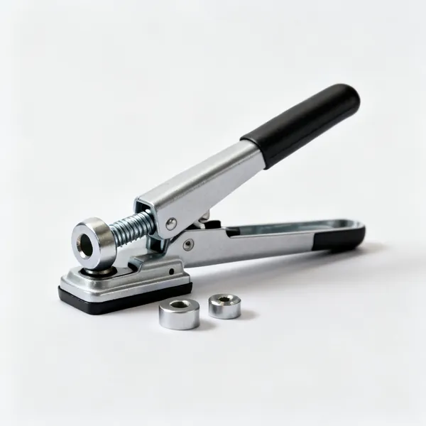 Chassis punch: A chassis hole punch set with a threaded draw stud, round punch and matching die